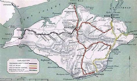 Old Isle Of Wight Railway Map Showing The Lines And Stations Before