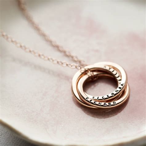 A livery collar or chain of office is a collar or heavy chain, usually of gold, worn as insignia of office or a mark of fealty or other association in europe from the middle ages onwards. Personalised Rose Gold Russian Ring Necklace By Posh Totty Designs | notonthehighstreet.com