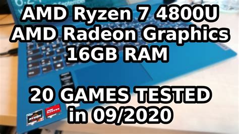 Amd Ryzen 7 4800u Amd Radeon Graphics 20 Games Tested In 092020