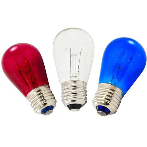 Red White And Blue Transparent Light Bulbs