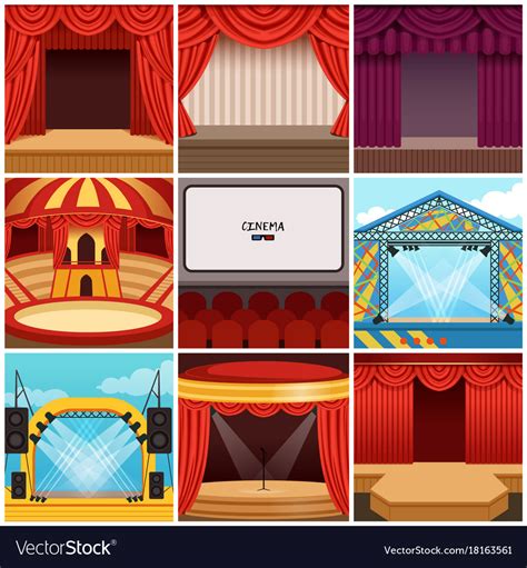Different Colorful Cartoon Stages Set Royalty Free Vector
