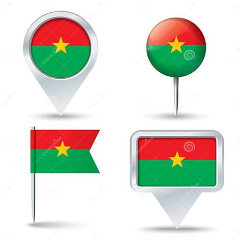 Map Pins With Flag Of Burkina Faso Stock Vector Illustration Of