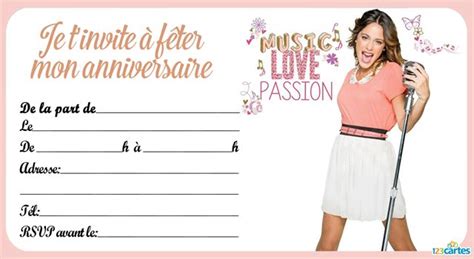 We hope you can find what you need here. Invitation anniversaire Violetta passion and love - 123 cartes | Idées pour fête d'anniversaire ...