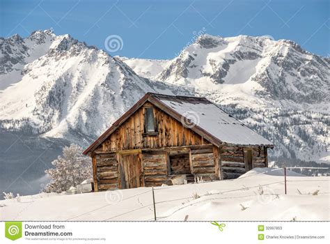 Winter Cabin And Idaho Mountains Stock Photos Image 32997853
