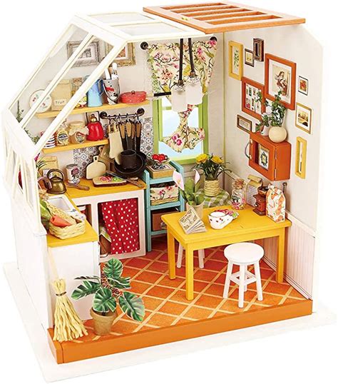 Rolife Dollhouse Diy Miniature Kit With Light Wooden Mini House Set To