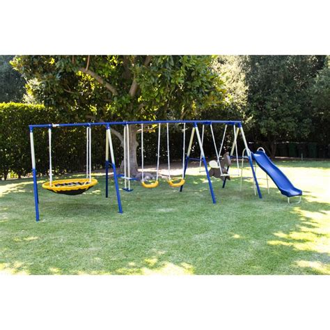 Sportspower Outdoor Super 8 Fun Metal Swing And Slide Set