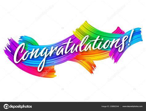 Congratulations Banner With Colorful Paint Brush Strokes Congrats