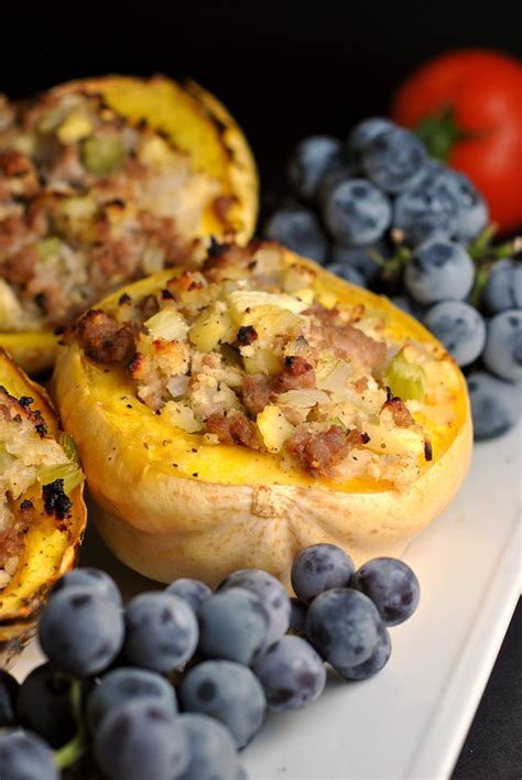 Sausage And Apple Stuffed Acorn Squash Weekly Menu Prevention RD