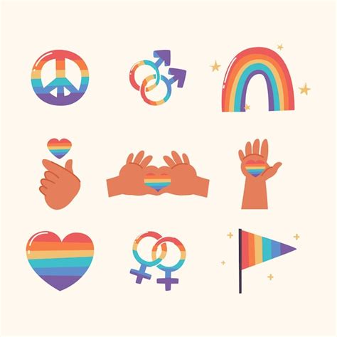 Free Vector Hand Drawn Pride Month Lgbt Symbols Collection
