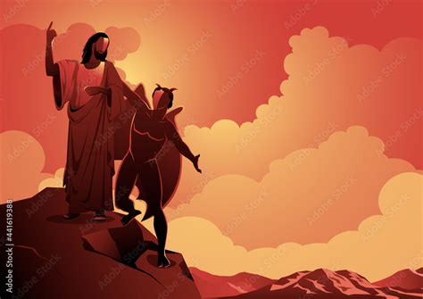 Vecteur Stock Satan Tempts Jesus On The Mountain Vector Image Adobe Stock
