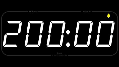 200 Minute Timer And Alarm 1080p Countdown Youtube