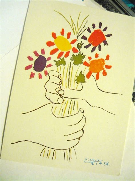 Great Picasso Hand With Flowers Card From Portal Publications