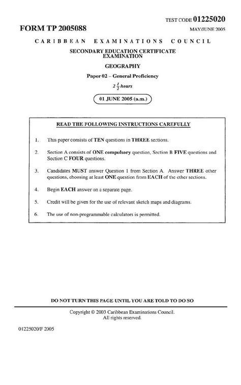 Free Geography Csec Past Papers And Answers Geography Paper 1 June