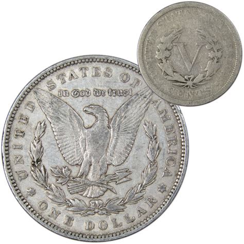 1888 1 Morgan Silver Dollar Vf Very Fine W 1905 Liberty Head 5c Good