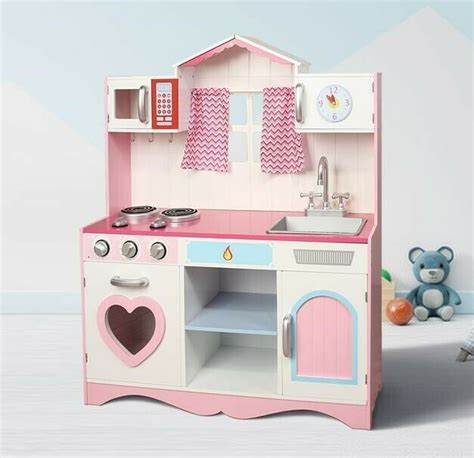 You need toys that teach your kids how to share, how to get along with other kids and how to take care of belongings. Large Girls Kids Pink Wooden Play Kitchen Children's Role ...