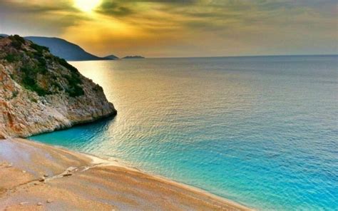 Beach Clouds Coast Hill Landscape Nature Rock Sand Sea Sunset