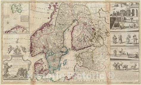 Historical Map 1750 1759 A New Map Of Denmark And Sweden According