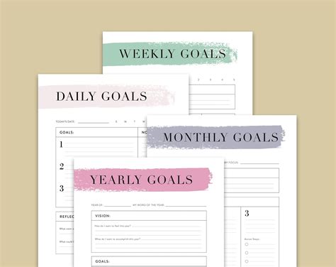 Goal Setting Bundle Yearly Monthly Weekly Daily Goal Etsy Uk