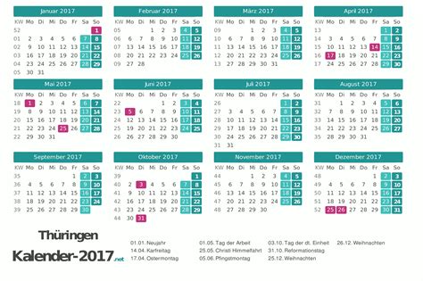 In deutschland hat die erste woche im kalender 2021 die kalenderwoche 53 (die erste kalenderwoche 'gehört' somit noch zum vorjahr) und. Kalender 2017 Thüringen