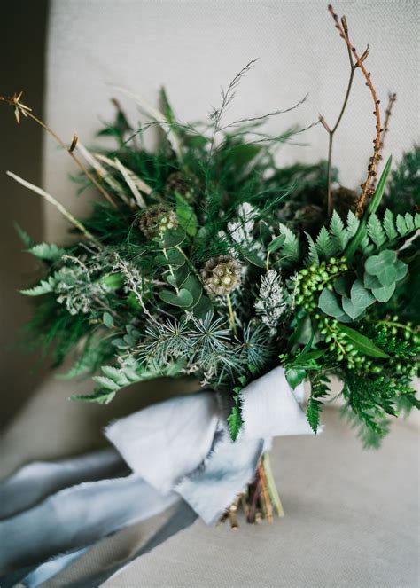 Foliage And Greenery Wedding Bouquet Stylish Winter Wedding Inspiration