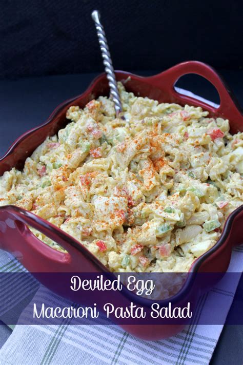 Fold in chilled pasta, celery, celery leaves, fennel, fennel fronds, onions, chopped eggs and season with salt and pepper to taste. Deviled Egg Macaroni Pasta Salad Recipe - Kicking It With ...
