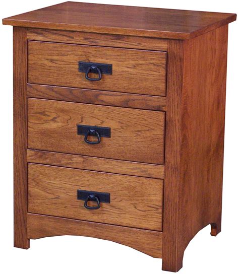Amish Shaker Hickory Three Drawer Nightstand Bedroom Furniture