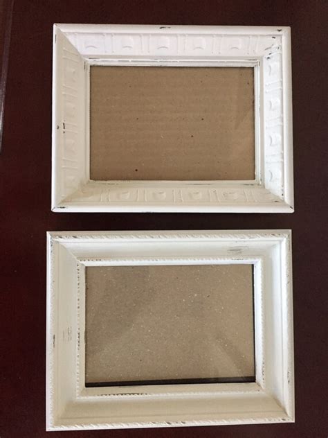 Shabby Chic Ornate Picture Frames Soft White Distressed Set Of 4