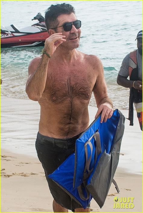 Simon Cowell Goes Shirtless At The Beach On Vacation In Barbados Photo Shirtless