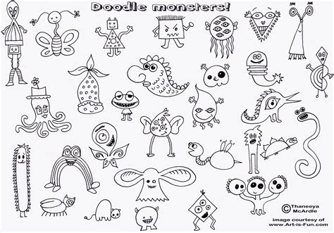 Monster Doodlesand The Site Is Great For Basic Art Ideas For Kids