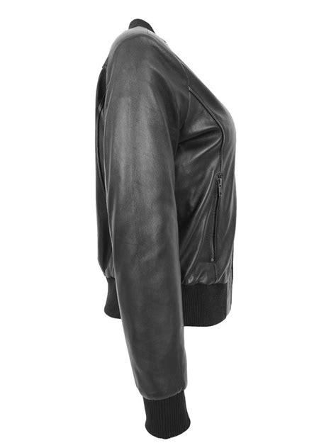 Stylish Black Bomber Leather Jacket For Women