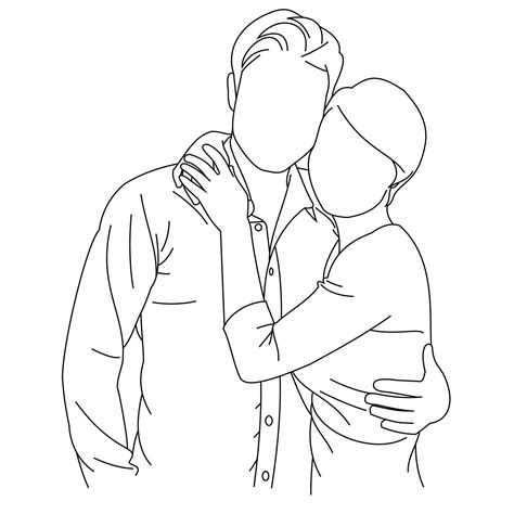 Illustration Of Line Drawing Of A Happy And Loving Young Couple A