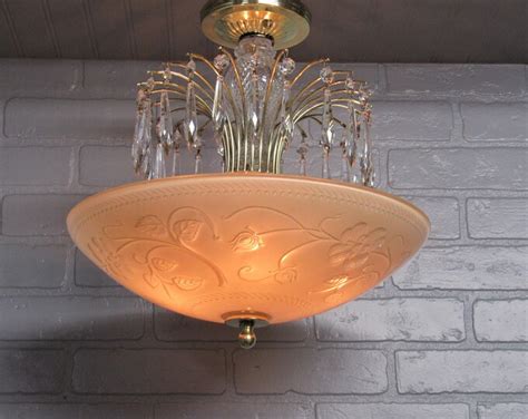 Vintage Art Deco Ceiling Light Semi Flush Mount Ceiling Light Etsy