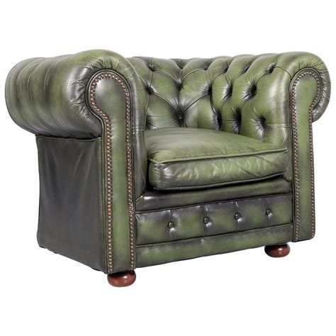 Leather kimmeridge armchair in green. Vintage Green Leather Chesterfield Club Chair For Sale at ...