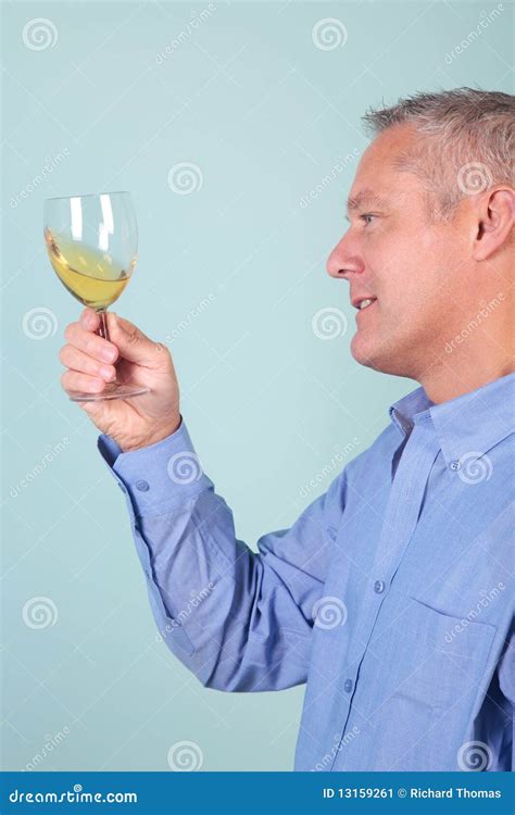 Man Holding A Glass Of White Wine Stock Image Image Of Portrait Alcohol 13159261