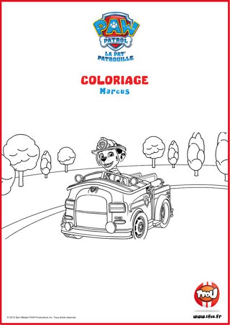 Coloriage Marcus dans son véhicule de la Pat Patrouille