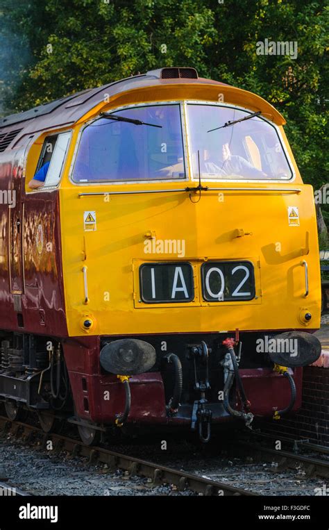 Class 52 Western Diesel Loco D1015 Arriving At Arley Station On The Severn Valley Railway Stock