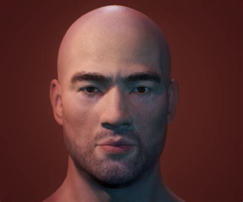Artstation Asian Male Head Low Poly 3d Model Game Assets