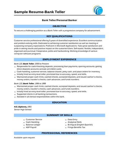 Search sample resumes by your professional industry. Sample Of Bank Teller Resume With No Experience - http ...