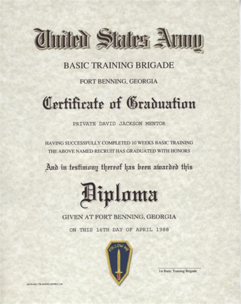 Army Basic Training Certificate