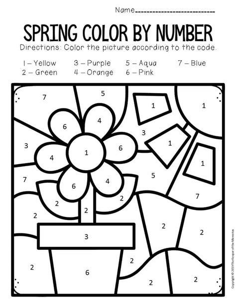 Color By Number Spring Preschool Worksheets Flower The Keeper Of The