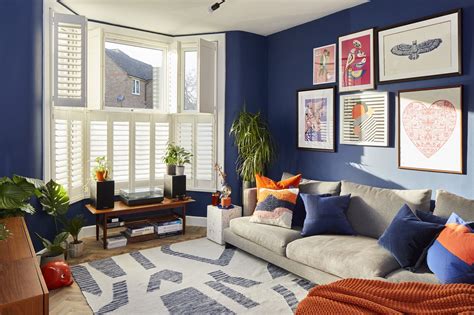 Mid Century Moderneclectic Living Room And Blue Walls In Some Starry