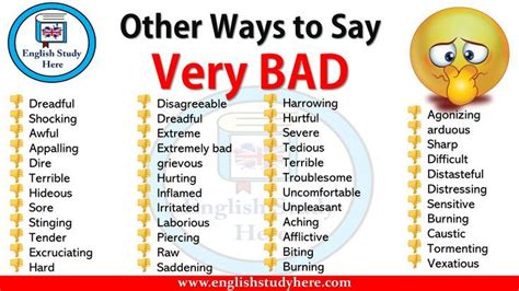 Other Ways To Say Very Bad In English Learning Go Other Ways To Say