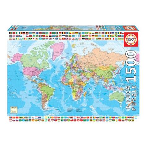 Educa Borrás Mapa Mundi Político Puzzle 1500 Piezas Puzzle 1500