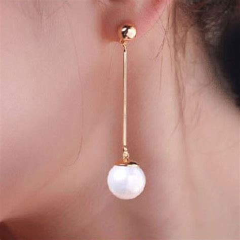 Gold Long Chain Pearl Drop Earrings Beads Tassel Statement Charm Women