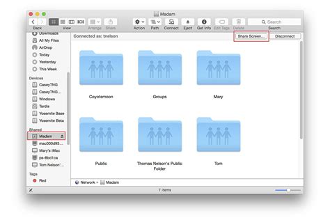 Mac Screen Sharing Using the Finder Sidebar