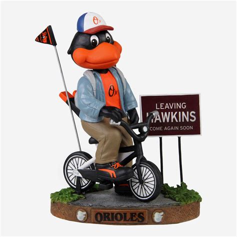 The Oriole Bird Baltimore Orioles Stranger Things Mascot On Bike Bobbl Foco