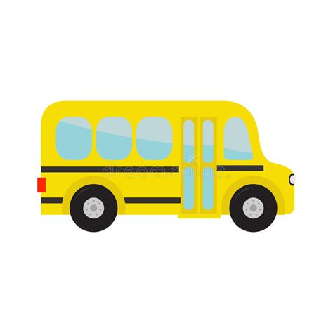 Vector Cartoon Yellow School Bus Side View Stock