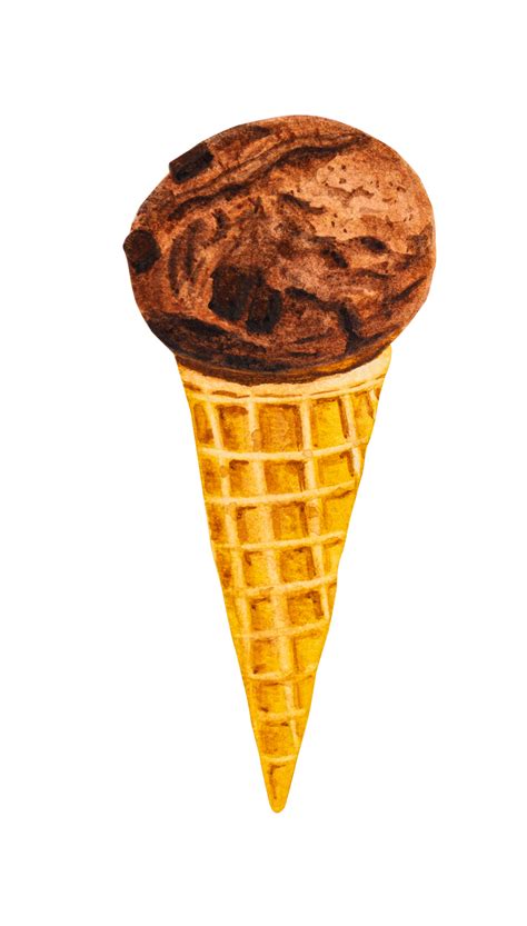 Chocolate Ice Cream Scoop With Cone Watercolor 10880901 Png