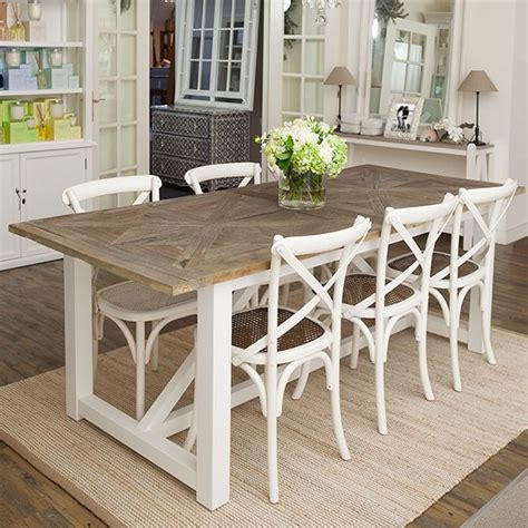 Elm Top Dining Table With White Timber Base Coastal Dining Room