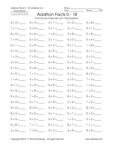 Timed Math Drills Addition And Subtraction Thekidsworksheet